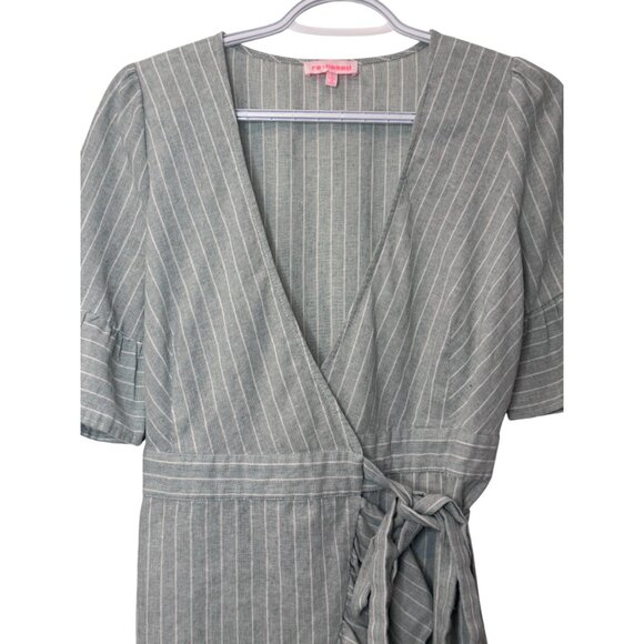 Re:named grey white striped wrap mini dress size S - Picture 5 of 11